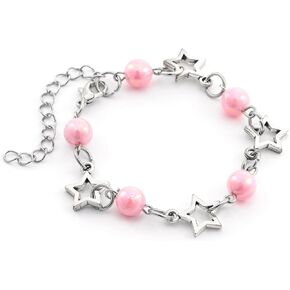 ZhxshwHdd Y2k Bracelet For Women Beaded Star Silver Chain Charm Aesthetic Grunge Gift