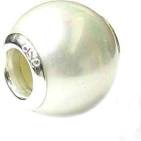 Sterling Silver White Simulated Pearl European Style Bead Charm