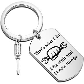 Gzrlyf That's What I do I Fix Stuff and I Know Things Keychain Machinist Gifts Maintenance Worker Keychain Gift