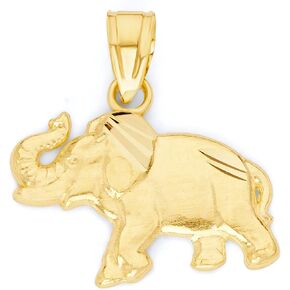 Solid Gold Elephant Pendant in 10k or 14k - Animal Symbol Good Luck Charm in Saudi Arabia