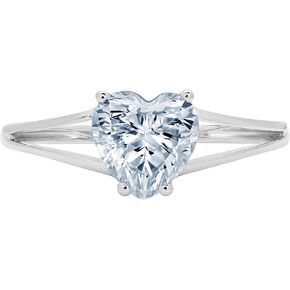 Clara Pucci 1.6 ct Brilliant Heart Cut Solitaire split shank Stunning Flawless Aquamarine 4-Prong Classic Designer Statement Ring Solid 18K White Gold for Women