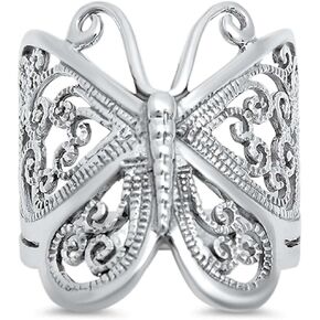 Filigree Butterfly Solid .925 Sterling Silver Ring Sizes 4-13
