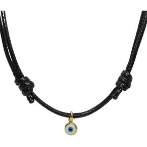 Evil Eye Cord Choker Necklace for Men or Women Unisex Adult - Protection Nazar Kabbalah Ojo Turco Good Luck Red or Black String
