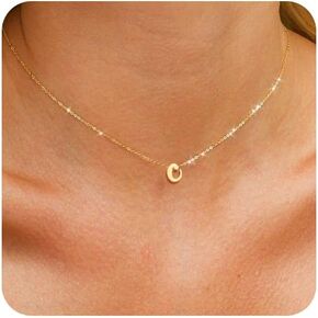 FUNEIA Initial Necklaces for Women Trendy Girls Lowercase Letter a-z Pendant Dainty Gold Necklace with Initials Non Tarnish Cute Custom Name Personalized Initial Necklace Choker Jewelry Gifts