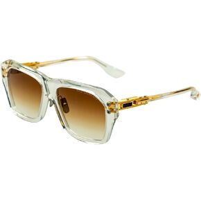 Dita GRAND-APX DT DTS417 A-02 Crystal Clear/Yellow Gold Metal Square Sunglasses Brown Gradient Lens