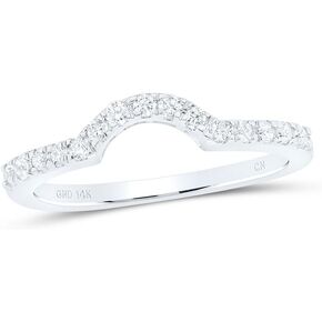 Jewels By Lux 14K White Gold Womens Round Diamond Curved Wedding Band Ring 1/4 Cttw