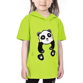 ENDIRAD Girts Boys T-Shirt with Zipper Pocket,Cute Panda Cotton Tees Short Sleeve Tops for Kids,UV Protection Hoodies