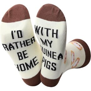 JXGZSO Guinea Pigs Sock Novelty Gift For Women I'd Rather Be Home With My Guinea Pigs Lover Gift