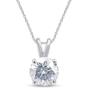 SAVEARTH DIAMONDS 925 Sterling Silver 1 Carat 6.5MM Round Cut Moissanite Lab Created Diamond Solitaire Pendant Necklace With Sterling Silver Chain Jewelry For Women