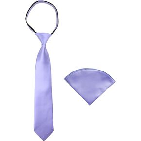 Spring Notion Boys' Satin Zipper Necktie and Handkerchief Set