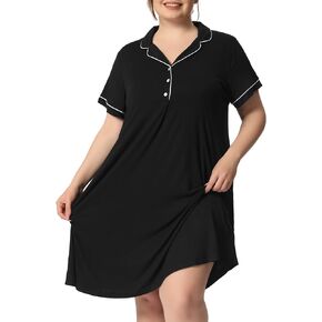 Agnes Orinda Plus Size Nightgowns for Women Button Down Sleepshirt Nightshirt Soft Sleepwear Pajama Dress