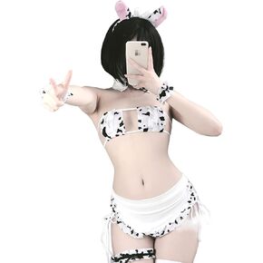 Ladies sexy cosplay costume cow suit pajamas Japanese cute maid Anime lingerie Halloween