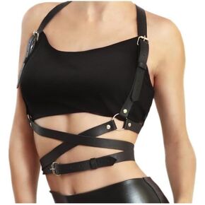 Women's Waist Harness Belt Body Chest Harness Belt, Adjustable Gothic Punk Leather Suspender Body Harness Bondage Strap for Ladies, Cosplay Costume Rave Nightclub Clubwear Masquerade Party Accessories