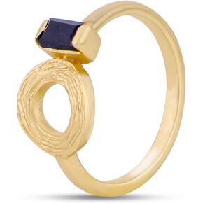 iCarats 18k Gold Vermeil Natural Baguette Cut Black Onyx Gemstone Ring 925 Sterling Silver Yellow Gold Plated July Birthstone Statement Ring For Women Bezel Setting