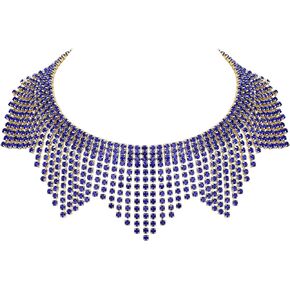 Flyonce Rhinestone Choker Necklace, Sparkly Crystal Tassel Fringe Neck Chain Party Rave Neck Jewelry for Women Girls