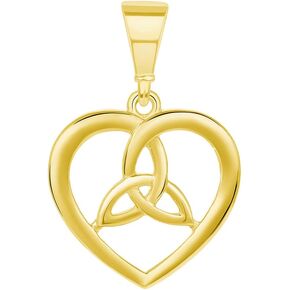 14k Yellow Gold Heart with Trinity Celtic Triquetra Love Knot Pendant