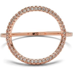 Pura Vida Rose Gold-Plated Pave Open Circle Ring - Cubic Zirconia Stones, Brass Base - Size 5-9