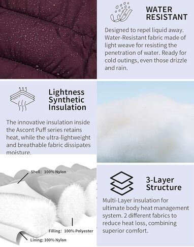 Womens Puffer Jacket Lightweight Packable Long Winter Coats Waterproof Down Jacket, Burgundy L in Kuwait