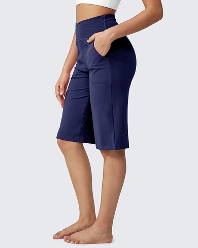 G4Free Capri Pants for Women 14" Knee Length Wide Leg Yoga Capris Dressy Casual Summer Crop Pants with Pockets in Kuwait