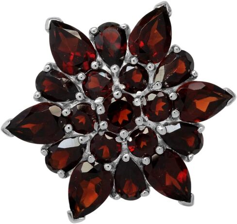 Silvershake Genuine Gemstone Gorgeous 925 Sterling Silver Flower Cluster Cocktail Right-Hand Ring in Saudi Arabia