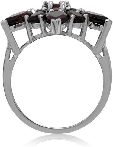 Silvershake Genuine Gemstone Gorgeous 925 Sterling Silver Flower Cluster Cocktail Right-Hand Ring in Saudi Arabia