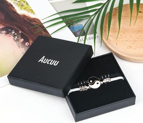 سوار مضفر يين يانغ متطابق، سوار حبلي قابل للتعديل، لأساور الصداقة للصديق والصديقة وأفضل الأصدقاء والحبيب، مع صندوق هدايا in Kuwait