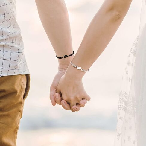 سوار مضفر يين يانغ متطابق، سوار حبلي قابل للتعديل، لأساور الصداقة للصديق والصديقة وأفضل الأصدقاء والحبيب، مع صندوق هدايا in Kuwait