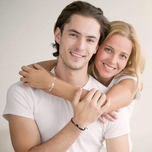 سوار مضفر يين يانغ متطابق، سوار حبلي قابل للتعديل، لأساور الصداقة للصديق والصديقة وأفضل الأصدقاء والحبيب، مع صندوق هدايا in Kuwait