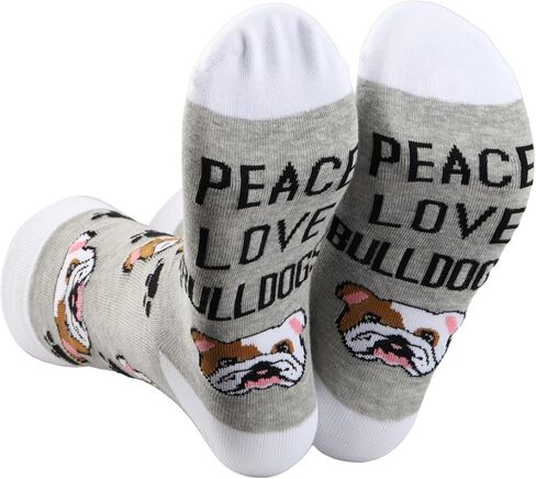 BDPWSS Bulldog Socks Bulldog Lover Gift Peace Love Bulldogs Gift For Women Bulldog Mom Gift Bulldog Owner Gift Dog Lover Gift in Saudi Arabia