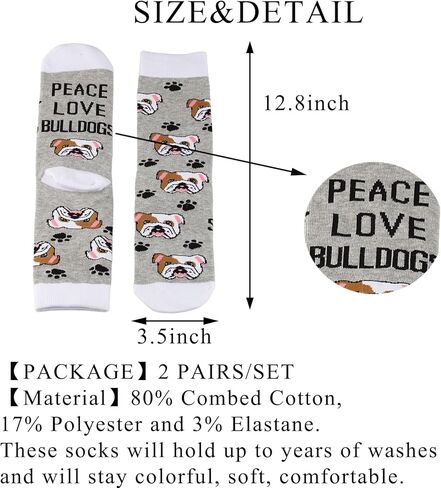 BDPWSS Bulldog Socks Bulldog Lover Gift Peace Love Bulldogs Gift For Women Bulldog Mom Gift Bulldog Owner Gift Dog Lover Gift in Saudi Arabia