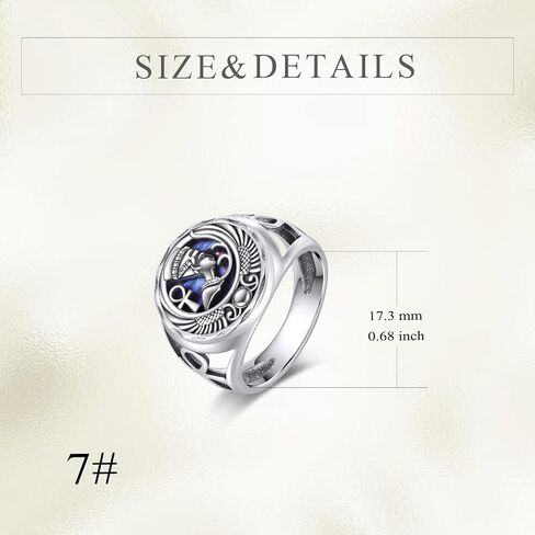 YFN Egyptian Queen Ring Sterling Silver Nefertiti Ring Abalone Shell Egypt Jewelry Gifts for Women Girls in Saudi Arabia