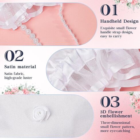 4 Pcs Satin Bridal Wedding Money Bag Wedding Satin Gift Bag Bridal Showers Handbag with Pearl White Bridesmaid Bridal Satin Flower Decorated Bag for Wedding Favor Dollar Dance Bridal Purse in Saudi Arabia