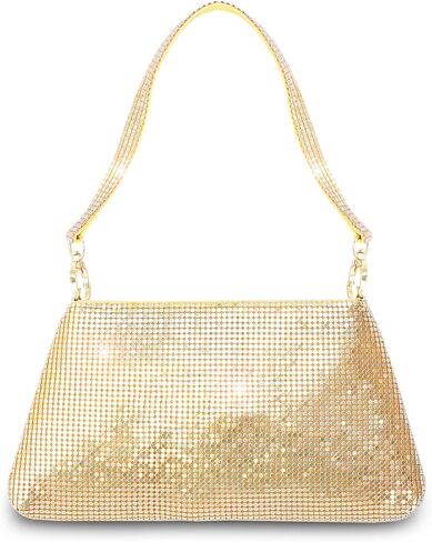 AOYUNHUI Gold Clutch Purses Evening Bag for Women Chic Evening Bags Purse Bling with a gold Detachable Shoulder Chain Shiny Handle Bag for Girls Women-Gold in Kuwait