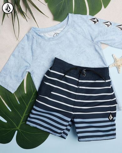 Volcom Baby Boys Swimsuit Set 2 Piece Short Sleeve Rash Guard & Swim Trunks | Lightweight Quick-Dry Fabric for Pool or Beach Play, Comfortable Coverage Great for Summer Outings in Saudi Arabia