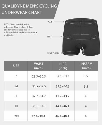 qualidyne Men's Cycling Underwear Shorts 4D Padded Bike Bicycle Undershorts MTB Liner Biking Underpants Breathable in Saudi Arabia