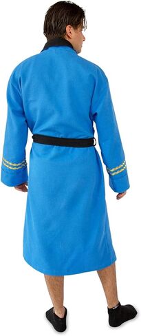 روب فاكتوري رداء حمام للكبار من ستار تريك: رداء حمام قطني منسوج بنمط وافل من السلسلة الأصلية | أزرق طبي، أزرق، مقاس واحد, أزرق, مقاس واحد in Kuwait