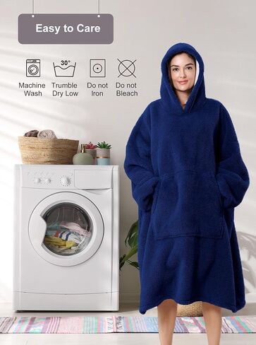 Artfasion بطانية بغطاء للرأس يمكن ارتداؤها كبيرة الحجم: بطانيات سويت شيرت مريحة مع غطاء رأس وجيب كبير للبالغين والنساء والرجال in Kuwait