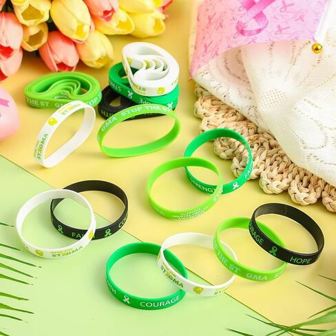 Bulk Mental Health Awareness Bracelet Green Awareness Ribbon Silicone Bracelets with Inspirational Saying Disease Awareness Wristbands Hope Strength Faith Courage Bracelets in Saudi Arabia