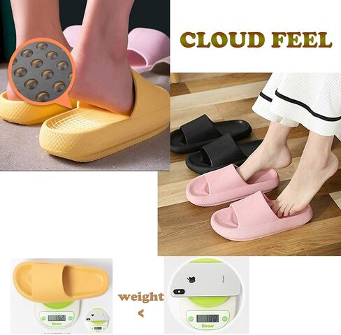 شباشب سحابة من Athlefit أحذية استحمام للحمام مضادة للانزلاق مريحة ومبطنة بمنصة سميكة وناعمة in Kuwait