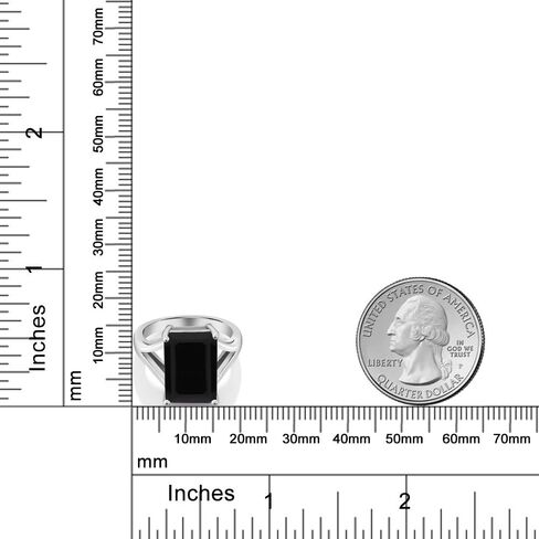 Gem Stone King 925 Sterling Silver Black Onyx Solitaire Ring For Women (6.60 Cttw, Emerald Cut 14X10MM, Gemstone Birthstone, Available In Size 5, 6, 7, 8, 9) in Saudi Arabia