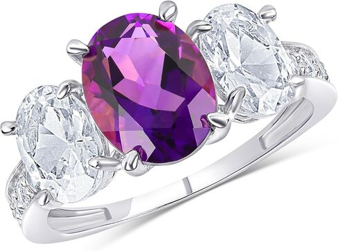 MAX + STONE 10k Solid Gold Gemstone Ring for Women | three Stone Birthstone Rings | Hypoallergenic Statement Cocktail Rings in Sizes 6 to 8 in Saudi Arabia