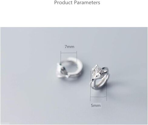 Cute Fox Small Hoop Earrings for Teen Girls S925 Sterling Silver Cubic Zirconia Huggie Crystal Animal Sleeper Hoops Cartilage Hypoallergenic Jewelry Dainty Gift for Daughter 7mm in Saudi Arabia