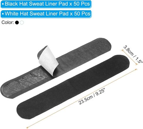 PATIKIL 9" Golf Hat Sweat Liner, 100 Pcs Disposable Cap Sweat Guard Liner Cap Absorbent Sweat Pad for Sun Hat, Golf/Baseball/Tennis Hats, Black White in Saudi Arabia