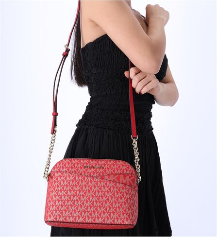 Michael Kors Jet Set Medium Crossbody Leather Handbag (Bright Red Multi) in Saudi Arabia