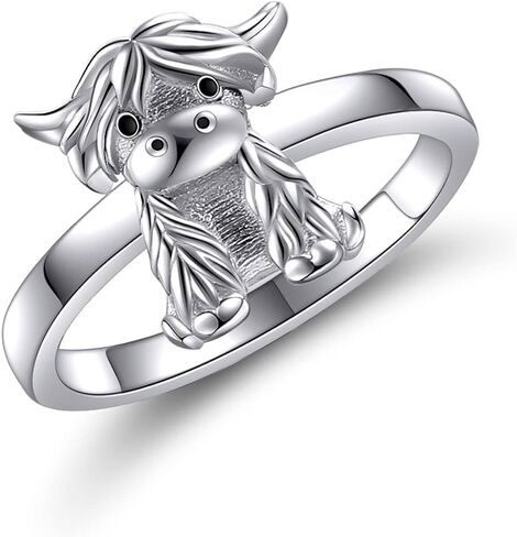 YAFEINI Highland Cow Rings Sterling Silver Animal Cow Rings Jewelry for Girls Daughter in Saudi Arabia