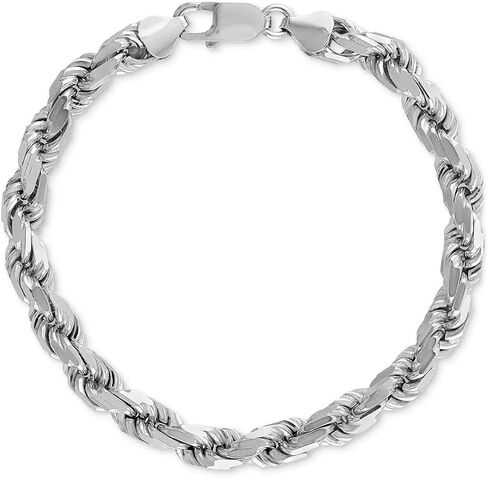 أرجنتو ريالي فضة إيطالية 4 مم، 5 مم، 6 مم، 7 مم، 8 مم 925 سوار حبل صلب، سوار سلسلة حبل مضفر بقطع الماس للرجال والنساء، صنع في إيطاليا in Kuwait