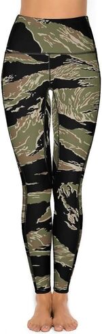 Workout Leggings, Tiger Stripe Camo Yoga Pants, High Waist Gym Leggings with Pockets for Women in Saudi Arabia