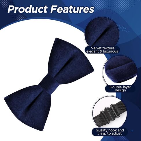 Neptniopllab Velvet Bow Tie for Boy,Handmade Kids Pre-Tied Bow Tie Solid Adjustable Neck Bowtie for Tuxedo Party in Saudi Arabia