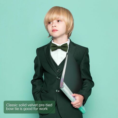 Neptniopllab Velvet Bow Tie for Boy,Handmade Kids Pre-Tied Bow Tie Solid Adjustable Neck Bowtie for Tuxedo Party in Saudi Arabia