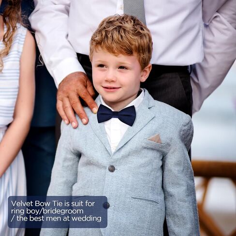 Neptniopllab Velvet Bow Tie for Boy,Handmade Kids Pre-Tied Bow Tie Solid Adjustable Neck Bowtie for Tuxedo Party in Saudi Arabia